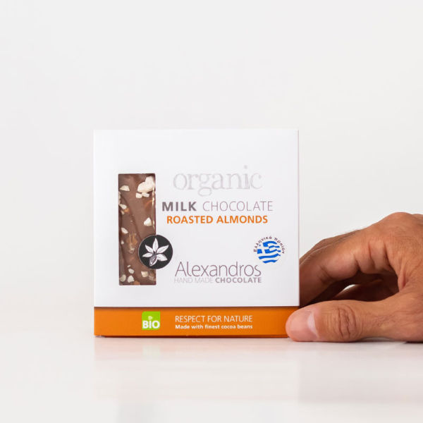 Alexandros - Βιολογική Σοκολάτα Γάλακτος με Αμύγδαλα