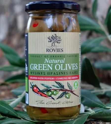 Rovies - Βιολογικές Πράσινες Ελιές με Πιπεριά