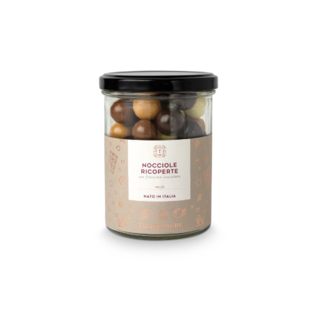 Tastelanghe - Toasted Piedmont Hazelnuts PGI Covered in Chocolate Mix, 200g