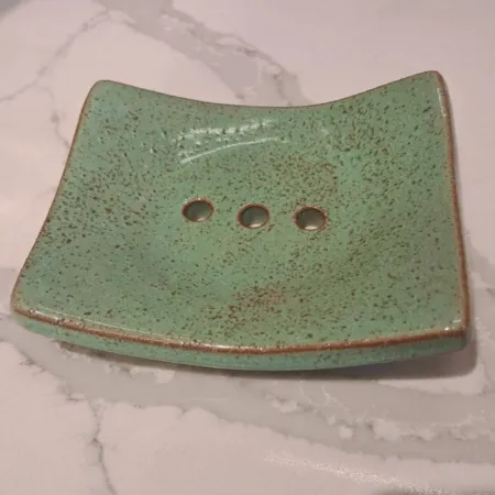 Lavetzaki - Ceramic Soap Case Green Square