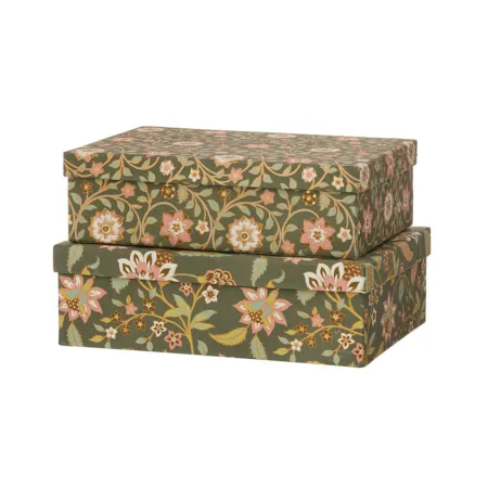 Two Oblong Divya Olive Boxes
