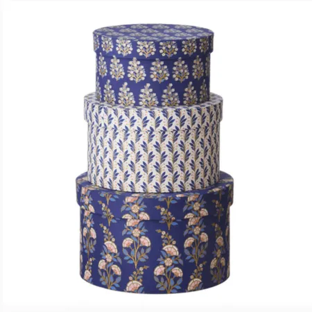 Three Round Calla Indigo Boxes