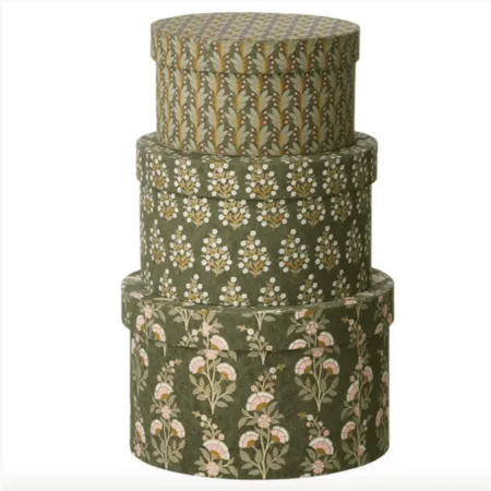 Three Round Calla Olive Boxes